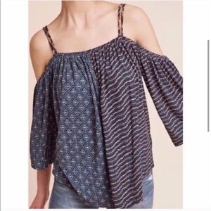 Anthropology Deletta cold shoulder Boho Straps Casual Strechy Boouse top